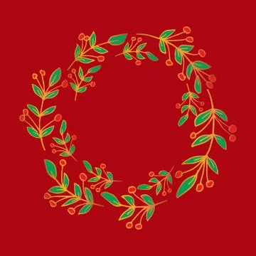 Christmas Circle Borders Wreaths Frames. Hand drawing illustration. Stock Illustration