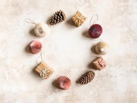 Christmas circle frame composition Stock Photos