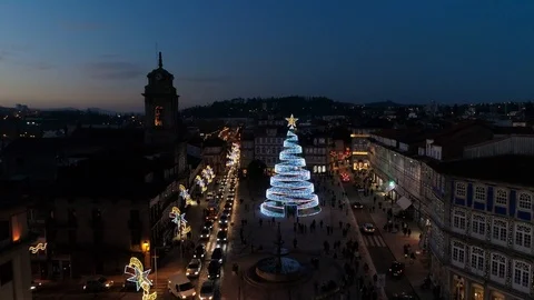 Christmas City, Guimarães Portugal Stock Footage