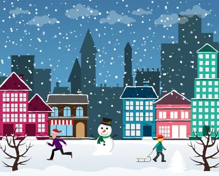 Christmas city Stock Illustration