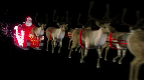 Christmas clip of Santa Claus and sleigh perspective animation Stock Footage