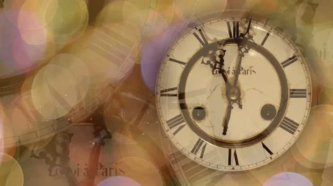 Christmas Clock and Fireworks Background Stock Footage 41495924