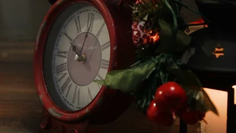 Christmas clock close up Vídeo Stock 83156162