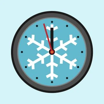 Christmas clock with snowflake Stock Illustration