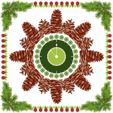 Christmas clock vector Stock Illustration