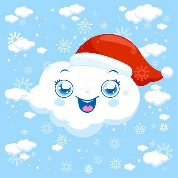 Christmas clouds in the sky snowing. Vector illustration Stock Illustration