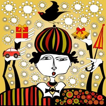 Christmas clown Stock Illustration
