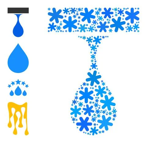 Christmas Collage Drip Drop Icon with Snow Illustrazione stock
