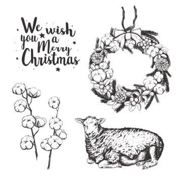 Christmas collection vector illustration. Stock Illustration