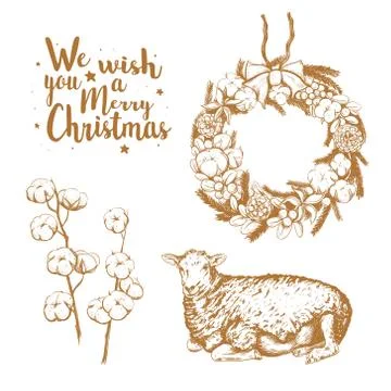 Christmas collection vector illustration. Stock Illustration