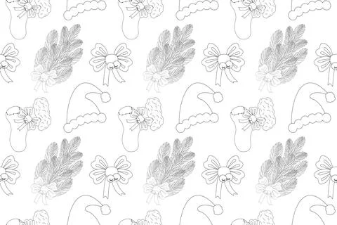 Christmas Coloring Page Pattern Stock Illustration
