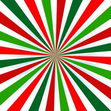 Christmas Colors, colored sun burst background. Stock Illustration