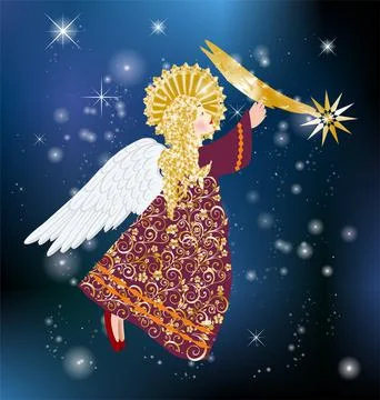Christmas composition with an angel, Stock Illustration