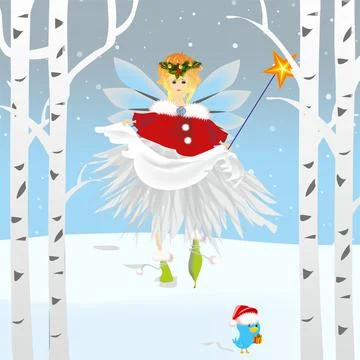 Christmas composition with an angel Stock Illustration