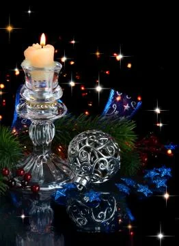 Christmas composition in blue Stock Photos