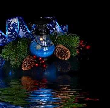 Christmas composition in blue Stock-Fotos