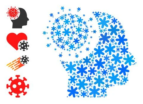 Christmas Composition Brain Virus Icon of Snow Flakes Stock Illustration