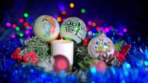 Christmas composition with candle and light Stock-Footage 70175475