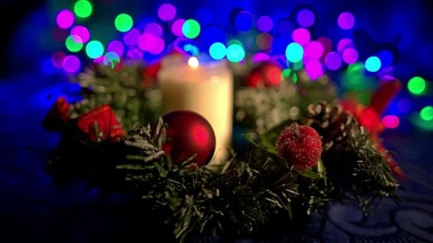 Christmas composition with candle and light Vidéo 70175970