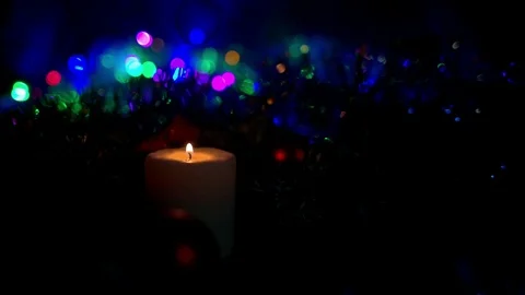 Christmas composition with candle and light Stock Footage 70177610