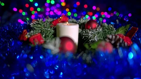 Christmas composition with candle and light Stock Footage 70177869