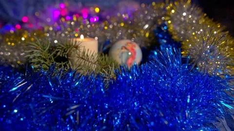 Christmas composition with candle and light Stock Footage 70178516