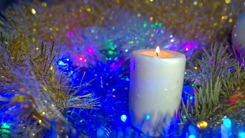 Christmas composition with candle and light Stock-Footage 70178939