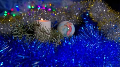 Christmas composition with candle and light Video stock 70179075