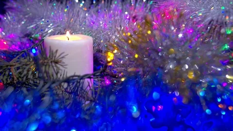 Christmas composition with candle and light Stock Footage 70179149