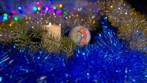 Christmas composition with candle and light Video stock 70179153