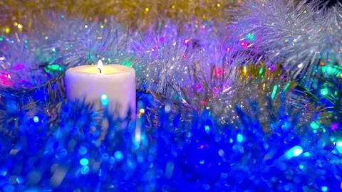 Christmas composition with candle and light Stock Footage 70179164