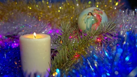 Christmas composition with candle and light Stock Footage 70179790
