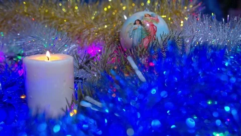 Christmas composition with candle and lights Stock-Footage 70180105