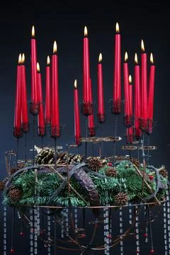 Christmas composition with candles Stock Photos