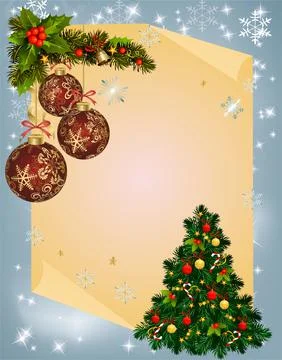 Christmas composition with a Christmas tree, Stock Illustration