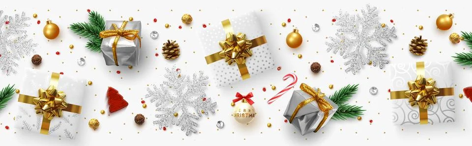 Christmas composition with decorative elements of design. Holiday illustrat.. Stock Illustration