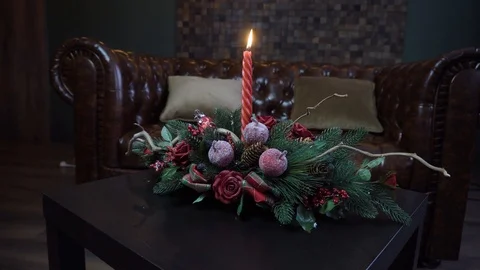 Christmas composition of fir branches 스톡 동영상 122287772