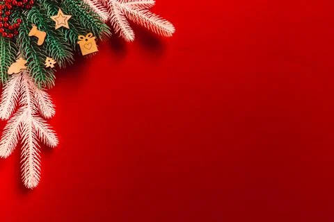 Christmas composition. Flat lay. Copy space. Foto stock