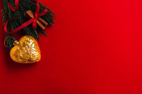 Christmas composition. Flat lay. Copy space. Stock Photos