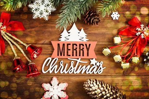 Christmas composition. Frame made of pine branches , Flat lay, top view, copy Stock Photos