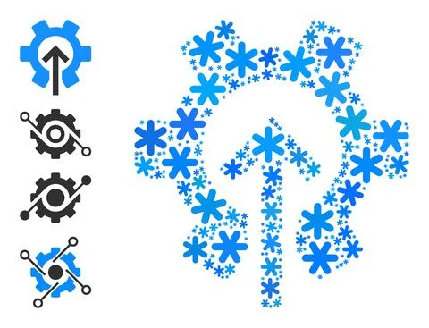 Christmas Composition Gear Integration Icon of Snow Stock-Illustration