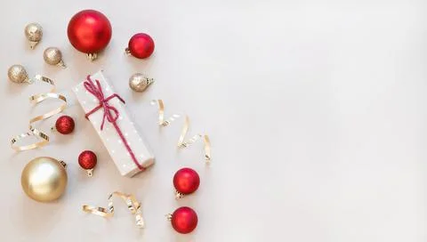 Christmas composition with gift box. Stock Photos