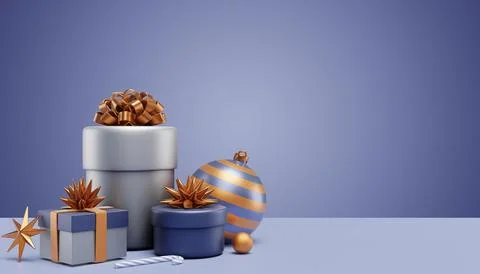 Christmas composition with gift boxes and Christmas tree branches Illustrazione stock