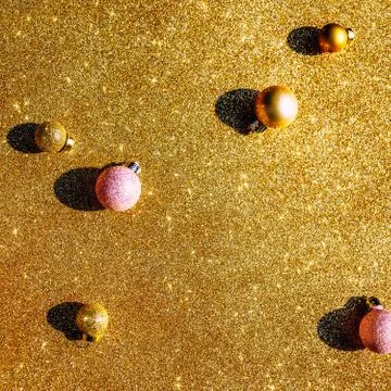 Christmas composition with golden decoration Stock Photos