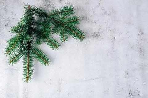 Christmas composition on a gray background with copy space Stock Photos