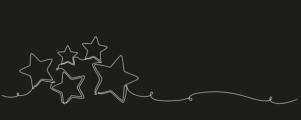 Christmas composition hand drawing continues one single line stars. Vector stock Stock Illustration