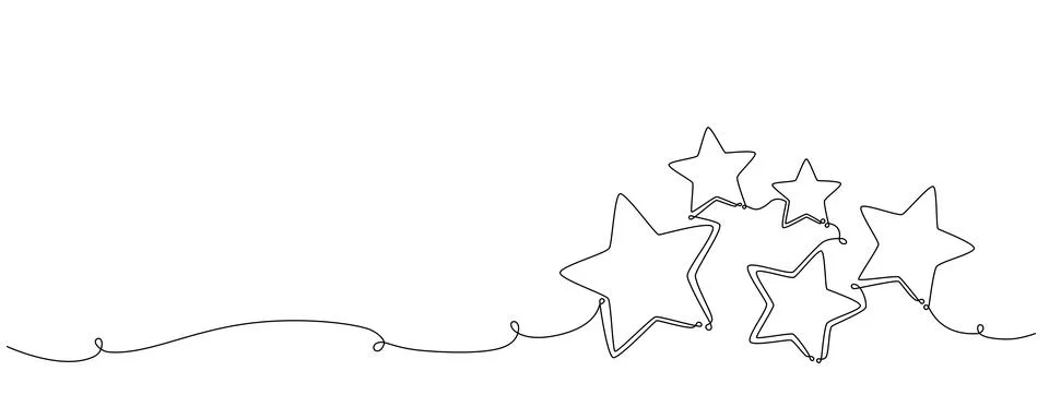 Christmas composition hand drawing continues one single line stars. Vector stock Stock Illustration