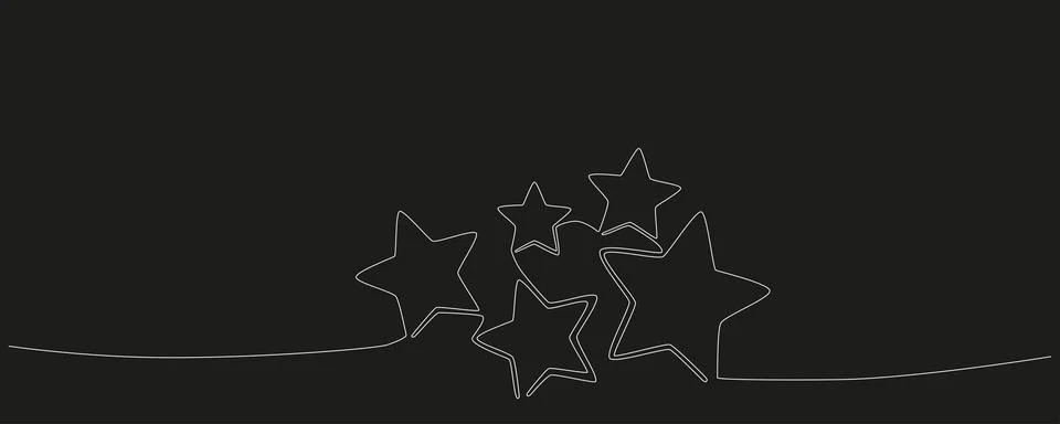 Christmas composition hand drawing continues one single line stars. Vector stock Stock Illustration
