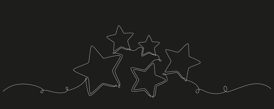 Christmas composition hand drawing continues one single line stars. Vector stock Stock Illustration