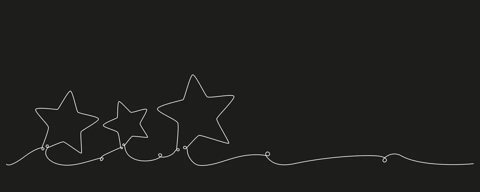 Christmas composition hand drawing continues one single line stars. Vector stock Stock Illustration